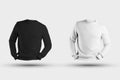Template of a white, black sweatshirt with bent arms, casual wear with a long sleeve, for presentation of design