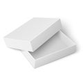 Template of white cardboard box with opened lid Royalty Free Stock Photo