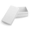 Template of white cardboard box with opened lid Royalty Free Stock Photo