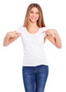 Template woman in white shirt Royalty Free Stock Photo