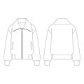 Template women fleece cropped fit jacket vector illustration flat design outline clothing collection outerwear