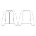 Template women fleece v-neck cardigan vector illustration flat design outline clothing collection outerwear