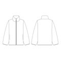 Template women fleece zipped jacket vector illustration flat design outline clothing collection outerwear