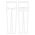 Template women maternity stretch jeans vector illustration flat design outline clothing