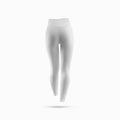 Template of women`s white compression leggings, pants for training, yoga, 3D rendering, for design presentation, pattern, back