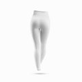 Template of women`s white compression leggings, textured workout pants, no body, 3D rendering, for design presentation, pattern,