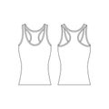 Template women tank top vector object flat design outline template clothing