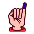 Inked finger colorful vector icon illustration Royalty Free Stock Photo