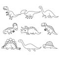Set of cartoon dinosaurs. Cute dino. Royalty Free Stock Photo