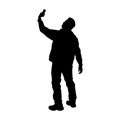 Silhouette of Man Taking Photo with Phone - Selfie, Photography & Modern Life Royalty Free Stock Photo