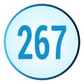 Number 267 symbol or logo with round frame in blue gradient color Royalty Free Stock Photo