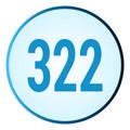 Number 322 symbol or logo with round frame in blue gradient color Royalty Free Stock Photo