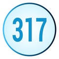 Number 317 symbol or logo with round frame in blue gradient color