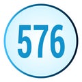 Number 576 symbol or logo with round frame in blue gradient color