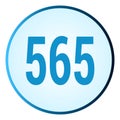 Number 565 symbol or logo with round frame in blue gradient color