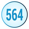 Number 564 symbol or logo with round frame in blue gradient color