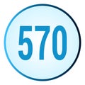 Number 570 symbol or logo with round frame in blue gradient color Royalty Free Stock Photo