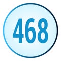 Number 468 symbol or logo with round frame in blue gradient color