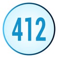 Number 412 symbol or logo with round frame in blue gradient color