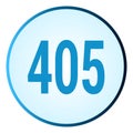 Number 405 symbol or logo with round frame in blue gradient color