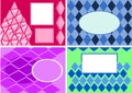 Templates with abstract rhomb pattern, pink and light-blue