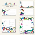 Templates with bright multicolored abstraction. Set of text frames and business cards for modern design, announcements, posters, Royalty Free Stock Photo