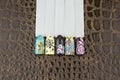 Manicure templates on brown 1 Royalty Free Stock Photo