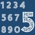 Templates for cutting out letters. Full set of numbers. May be used for laser cutting. Fancy lace numbers.