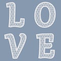 Templates for cutting out letters of the word love. May be used for laser cutting.