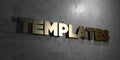 Templates - Gold sign mounted on glossy marble wall - 3D rendered royalty free stock illustration