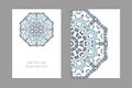 Templates for greeting and business cards, brochures, covers with floral motifs. Oriental pattern.
