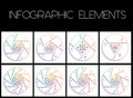 Templates for infograpchic cyclic processes, step by step, colorful lines, pie chart with shadow for workflow, cycle processes,