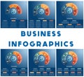 Templates infographics business concept coloured parts semicircle and globe, numbered for 3,4,5,6,7,8, positions