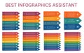 Templates infographics horizontal colorful arrows lines 3, 4, 5, 6, 7, 8, 9, 10 positions for text Royalty Free Stock Photo