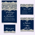 Templates of invitation lace cards for wedding
