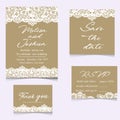 Templates of invitation lace cards for wedding