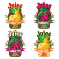 Templates for labels of juice from pear and raspberries Royalty Free Stock Photo