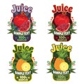 Templates for labels of juice from red garnet and pineapple