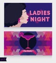 Templates for ladies night party with disco style lady and cocktail