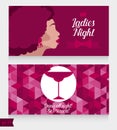 Templates for ladies night party with disco style lady and cocktail