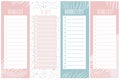 Templates for notes, to do and buy lists. Organizer, planner, schedule for your design. Abstract vector background in