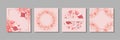 Pink pomantic templates set with hearts and glitter