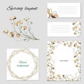 Templates for text, ÃÂorporate identity templates with floral pattern. Natural ornament of small daisies for business cards,