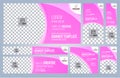 Set of Pink and Black Web banners templates,