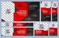 Set of Red Web banners templates Coverpage