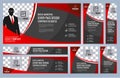 Set of Red Web banners templates Coverpage