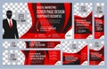 Set of Red Web banners templates Coverpage