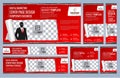 Set of Red Web banners templates Coverpage