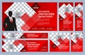 Set of Red Web banners templates Coverpage