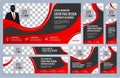 Set of Red Web banners templates Coverpage